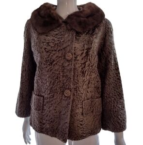 Vintage Costom Lambs Wool Jacket W/Mink Collar! Super Cute!